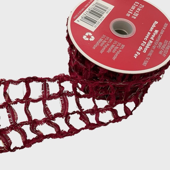 LOT of 2 Celebrate It Christmas Wired Ribbon Chenille 2 1/2 In x 20 Ft Each - Picture 2 of 4